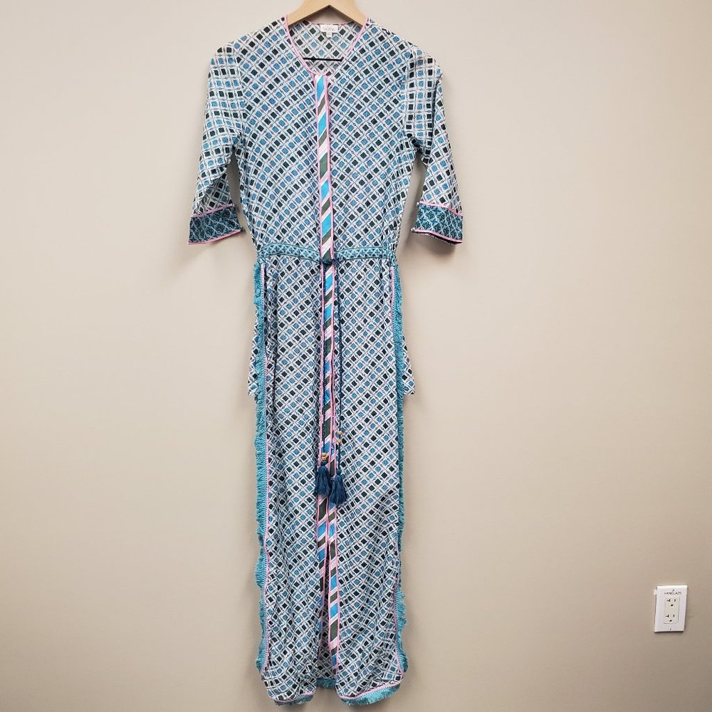 Talitha Printed Cotton and Silk Blend Long Tunic Dress Sz XS
